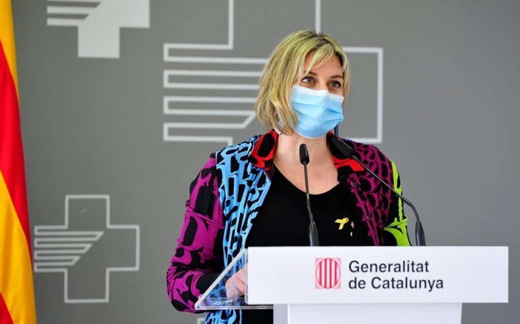 Pla mitjà de la consellera de Salut, Alba Vergés, durant la presentació de l'ampliació de l'Hospital Verge de la Cinta de Tortosa. Imatge de l'11 de desembre del 2020 (horitzontal)