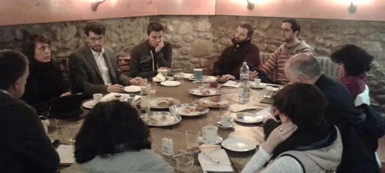Aquest mat&iacute; Albert Batlla i Anna Vives durant l'esmorzar-trobada informativa que han mantingut amb els periodistes del territori.

