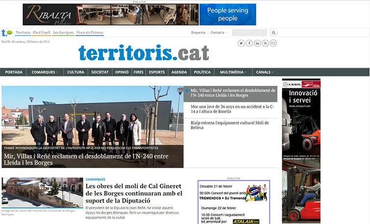 Cap&ccedil;alera del Grup digital Territoris.cat.