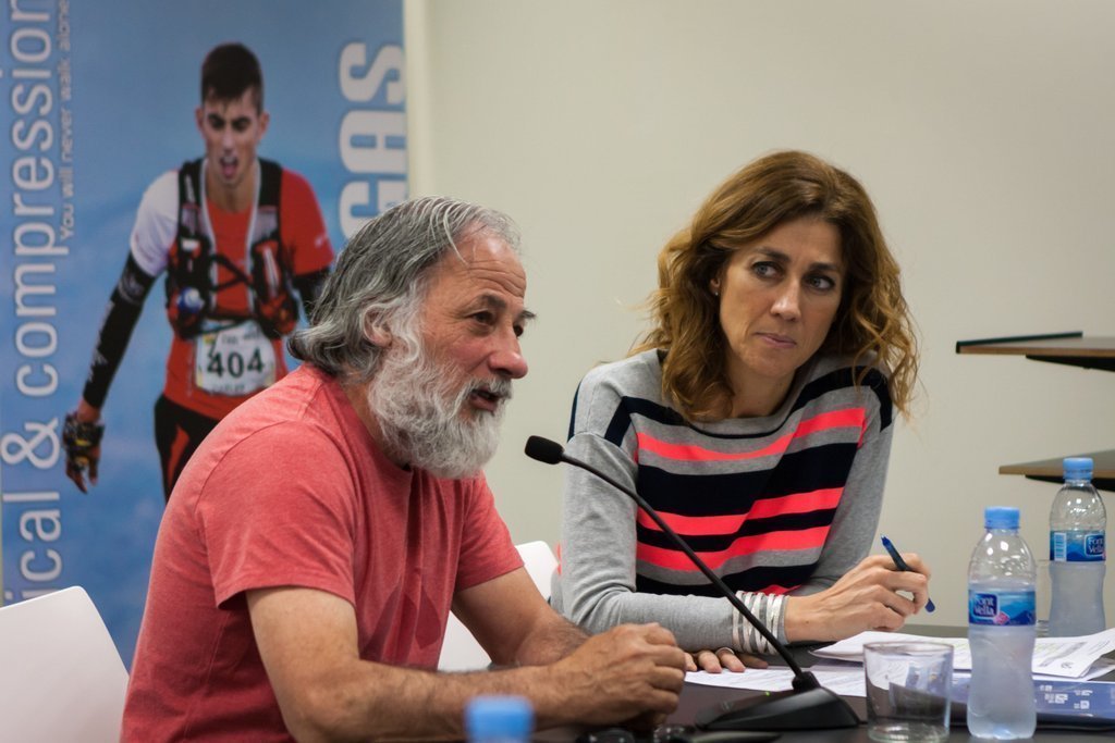 Eduard Jornet i Helena Garcia Melero. Presentació de la Volta Cerdanya Ultrafons SportHG 2015 a Barcelona.Foto: Gael Piguillem www.atelierfotografic.com