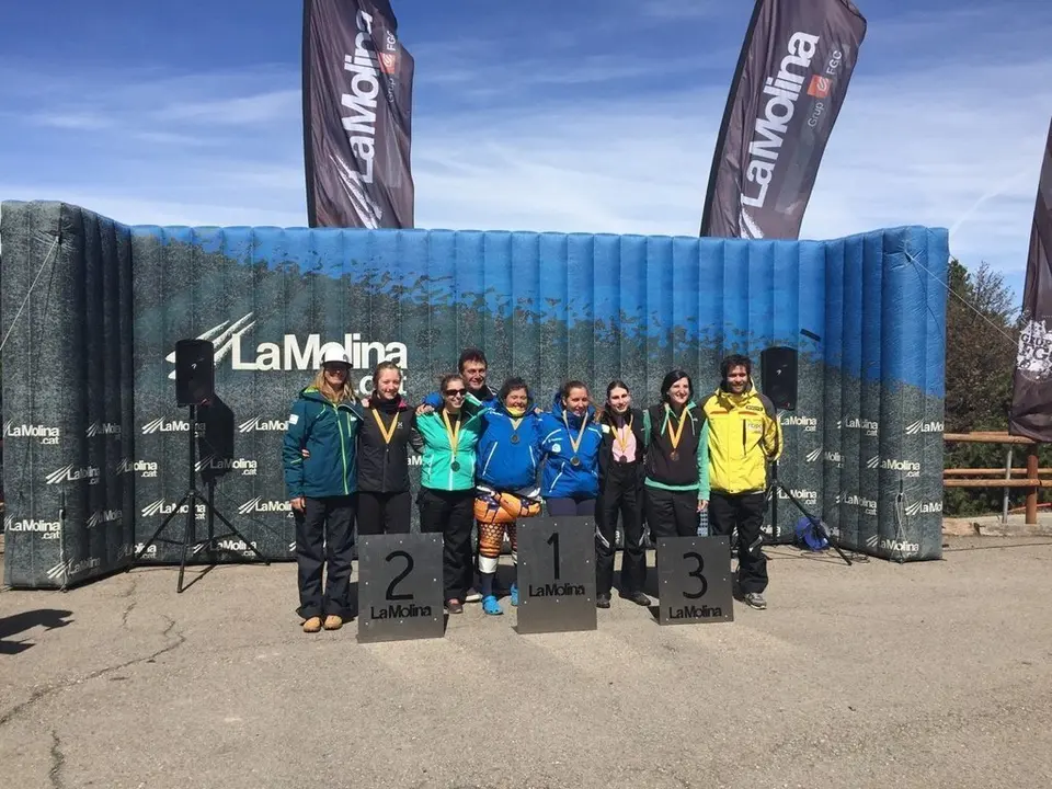 Podi femení Campionat Catalunya esquí alpí Paralímpic