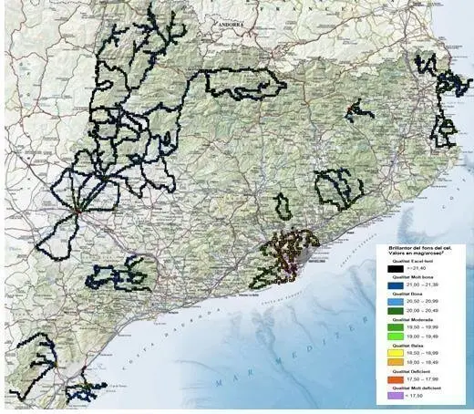 Mapa de qualitat del cel nocturn a Catalunya