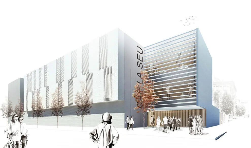 Imatge virtual de l'exterior de l'edifici del nou CAP de la Seu d'Urgell inclosa en el seu projecte constructiu (Horitzontal).