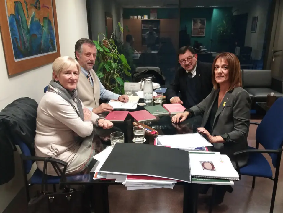 Pla obert on es pot veure un moment de la reuni&radic;&ge; de l'IEA a la seu de la direcci&radic;&ge; general de Pol&radic;&ne;tica Ling&radic;&ordm;&radic;&ne;stica de la Generalitat, el 12 de desembre de 2018. (Horitzontal)
