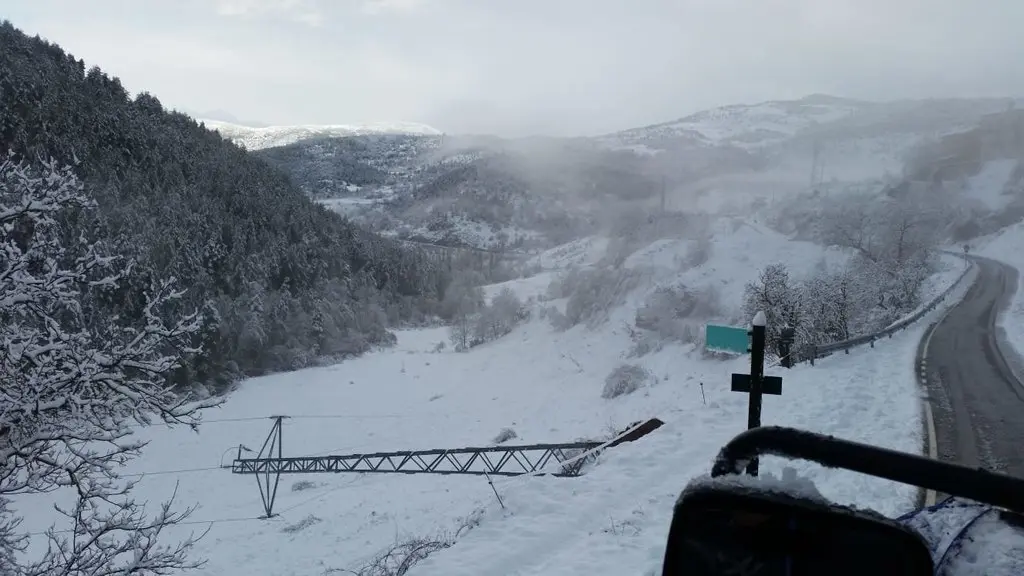 Pla de detall d'una torre caiguda a la zona de la vall de la Vansa a causa del temporal de neu i vent. Imatge facilitada per l'Ajuntament de la Vansa i F&oacute;rnols el 22 de gener de 2020 (Horitzontal).