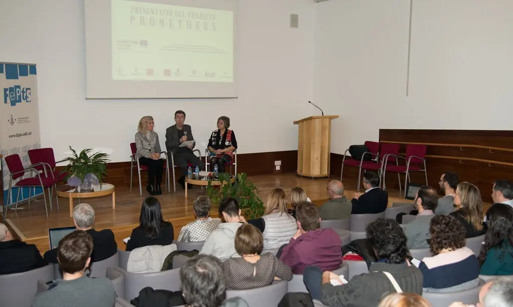 Pla obert de la presentaci&radic;&ge; del projecte Prometheus de les festes del foc als Pirineus a la Universitat de Lleida, el 29 de gener del 2020. (Horitzontal)