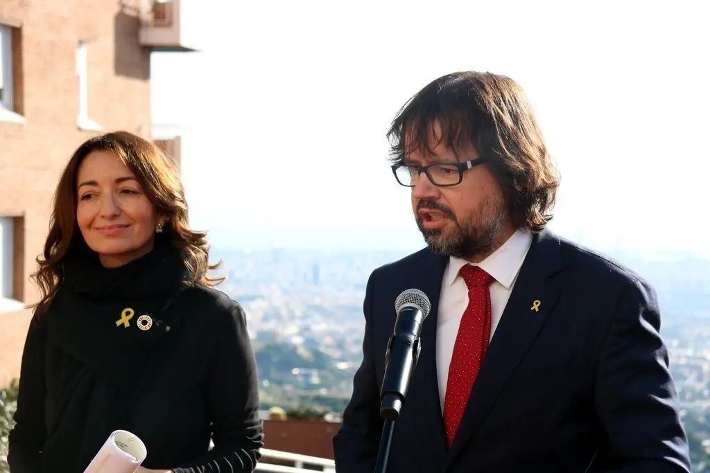 El president de FGC, Ricard Font, i la secret&agrave;ria de Medi Ambient i Habitatge, Marta Subir&agrave;, durant la presentaci&oacute; del pla ambiental de la companyia, el 20 de desembre del 2018. (HORITZONTAL)