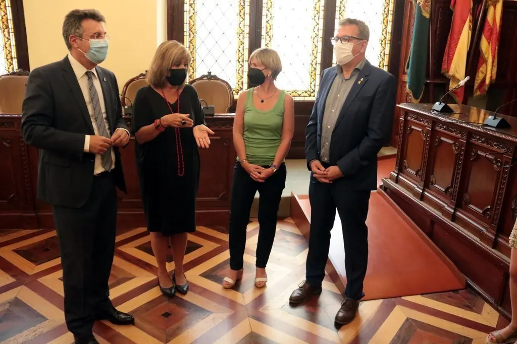 Pla sencer dels presidents de les quatre diputacions catalanes, Joan Talarn (Lleida), N&uacute;ria Mar&iacute;n (Barcelona), Miquel Noguer (Girona) i Noem&iacute; Llaurad&oacute; (Tarragona), a la Diputaci&oacute; de Lleida, el 27 de juliol del 2021. (Horitzontal)