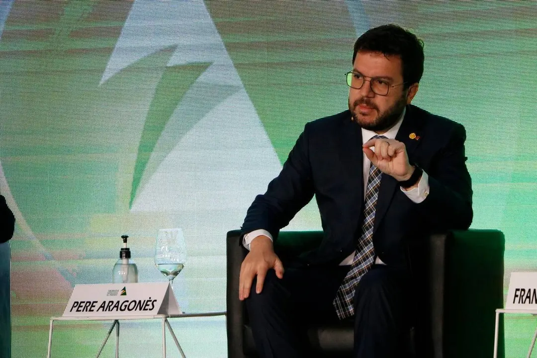 Pla mig del president de la Generalitat, Pere Aragon&radic;&reg;s, a la Trobada Empresarial del Pirineu el 29 d'octubre del 2021. (Horitzontal)