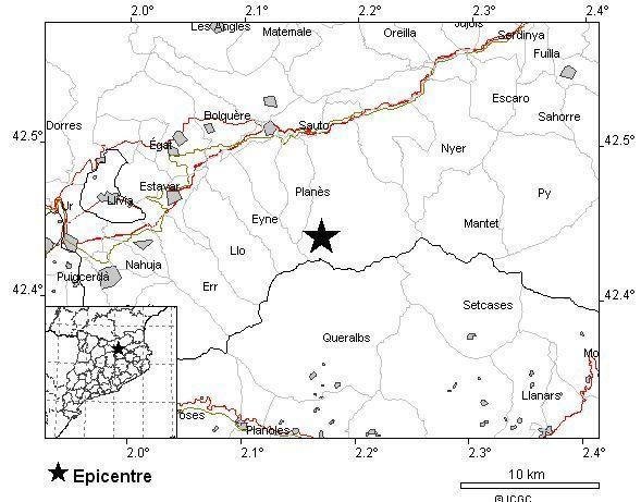 Epicentre terratremol Pirineus Orientals