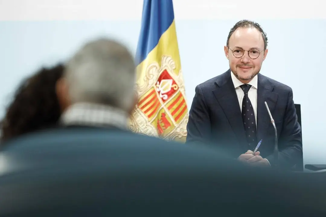Compareixen&ccedil;a del cap de Govern, 
Xavier Espot per anunciar al dissoluci&oacute; del Consell General i la convocat&ograve;ria d'eleccions generals el 2 d'abril.Foto:SFGA/CEsteve