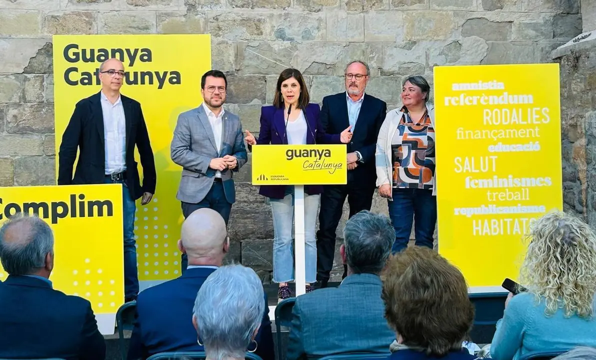 El President Pere Aragon&egrave;s, la cap de llista Marta Vilalta i els candidats pirinencs Pepe Vidal, Roser Bombard&oacute; i Miquel Abrantes (1)