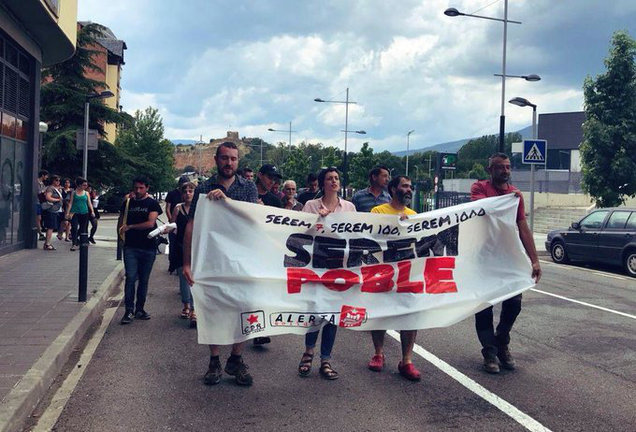 La Plataforma de suport a les 7 encausades de la Seu s'han manifestat aquest dijous 20 de juny del 2019 pels carrers de la Seu per donar suport als membres del CDR Alt Urgell detinguts. (horitzontal)
