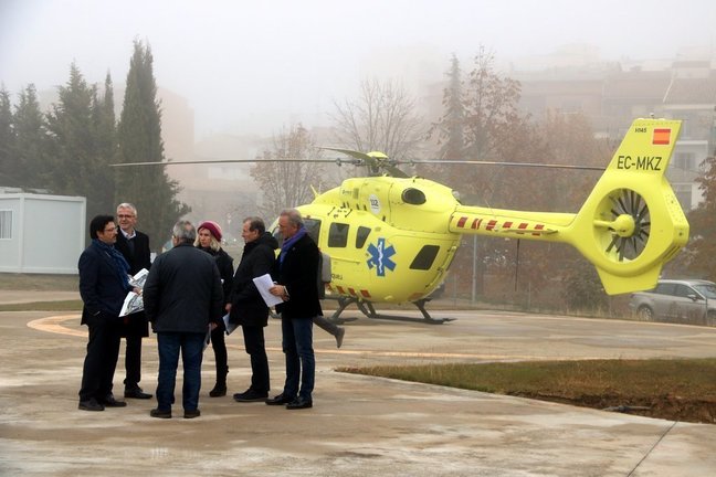 El secretari d'Infraestructures i Mobilitat de la Generalitat, Isidre Gavín, durant la visita d'obres a l'heliport de Tremp el 2 de desembre del 2019. (horitzontal)