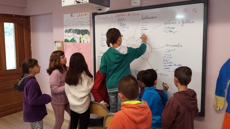 Un grup d&#39;alumnes fent classe (Foto: Escola Jordi Pere Cerdà)