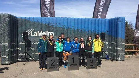 Podi femení Campionat Catalunya esquí alpí Paralímpic