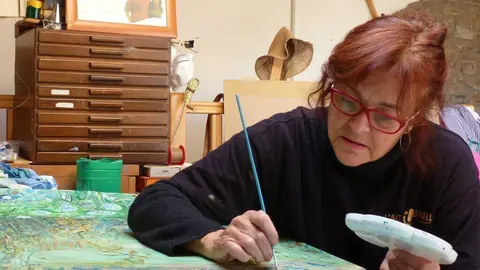 Berta Orom&iacute; al taller