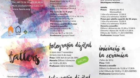 CARTELL ESCOLA ART_2016_2017_TALLERS I CURSOS ART
