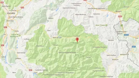 Mapa de la zona on han mort dos alpinistes catalans mentre escalaven sobre gel el dijous 16 de febrer del 2017. Pla general. (Horitzontal)