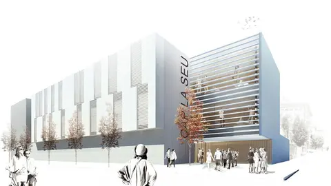 Imatge virtual de l'exterior de l'edifici del nou CAP de la Seu d'Urgell inclosa en el seu projecte constructiu (Horitzontal).