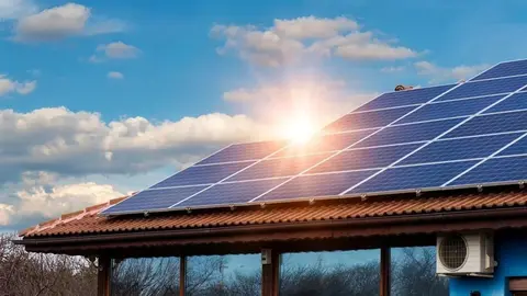 Solar panel on a red roof