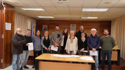 Pla general dels representats de les entitats que han signat convenis de col&middot;laboraci&oacute; amb el Geoparc Or&iacute;gens el 3 de desembre del 2019. (horitzontal)