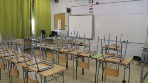 Pla general d'una aula de l'Institut Mart&iacute; i Franqu&egrave;s de Tarragona. Imatge del 29 de maig del 2020 (Horitzontal).