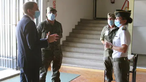 El subdelegat del Govern a Lleida, Jos&eacute; Cresp&iacute;n, ha visitat l'Acad&egrave;mia General B&agrave;sica de Suboficials (AGBS) de Talarn (Pallars Juss&agrave;) el 3 d'agost del 2020. (horitzontal)