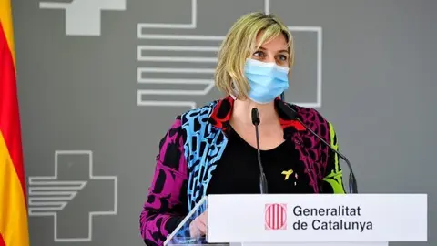 Pla mitj&agrave; de la consellera de Salut, Alba Verg&eacute;s, durant la presentaci&oacute; de l'ampliaci&oacute; de l'Hospital Verge de la Cinta de Tortosa. Imatge de l'11 de desembre del 2020 (horitzontal)