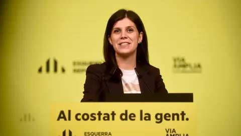 La secret&agrave;ria general adjunta d'ERC, Marta Vilalta, en roda de premsa telem&agrave;tica. Imatge del 15 de febrer de 2021. (Horitzontal)