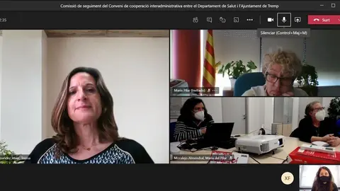 Pla de detall de la la comissi&oacute; de seguiment entre el Departament de Salut i l'Ajuntament de Tremp. Imatge del 4 de mar&ccedil; de 2021 (Horitzontal).