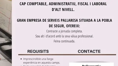 Oferta treball Pallars Actiu
