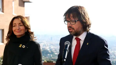 El president de FGC, Ricard Font, i la secret&agrave;ria de Medi Ambient i Habitatge, Marta Subir&agrave;, durant la presentaci&oacute; del pla ambiental de la companyia, el 20 de desembre del 2018. (HORITZONTAL)