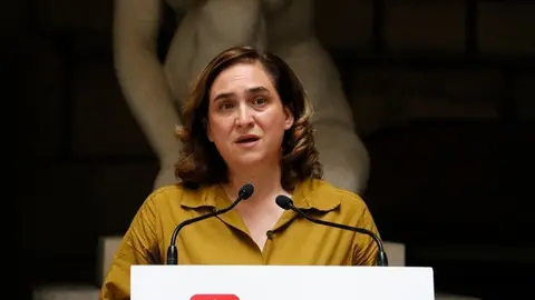 Pla mitj&agrave; de l'alcaldessa Ada Colau en un acte el 26/7/2021 (horitzontal)