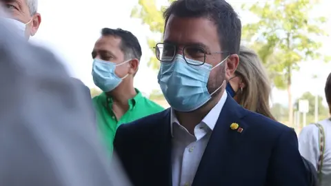 El president de la Generalitat, Pere Aragon&egrave;s, durant un acte a Vilablareix. Imatge publicada aquest 25 d'agost del 2021. (Horitzontal)