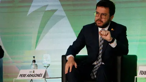 Pla mig del president de la Generalitat, Pere Aragon&radic;&reg;s, a la Trobada Empresarial del Pirineu el 29 d'octubre del 2021. (Horitzontal)