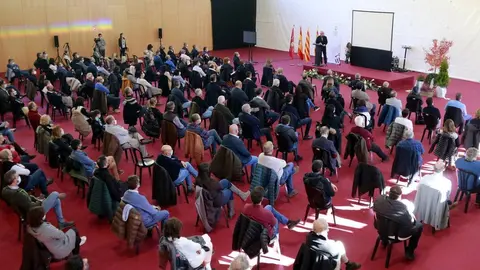 Pla general del Palau d'Esports de Vielha durant la confer&radic;&reg;ncia que s'ha fet a favor dels Jocs d'Hivern 2030, el 13 de novembre de 2021. (Horitzontal)