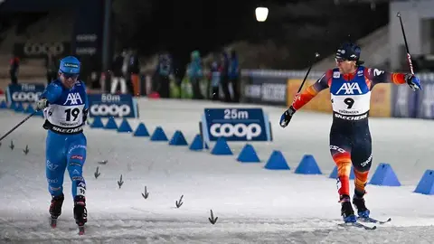 17.01.2026, Oberhof, Germany (GER):
Martino Carollo (ITA), Jaume Pueyo (ESP), (l-r)  - FIS world cup cross-country, individual sprint, Oberhof (GER). www.nordicfocus.com. &copy; Authamayou/NordicFocus. Every downloaded picture is fee-liable.
