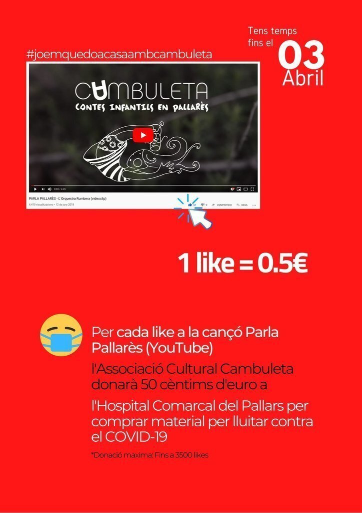 Imatge del cartell de la campanya solidaria '1 like = 0,50 euros'. (horitzontal)