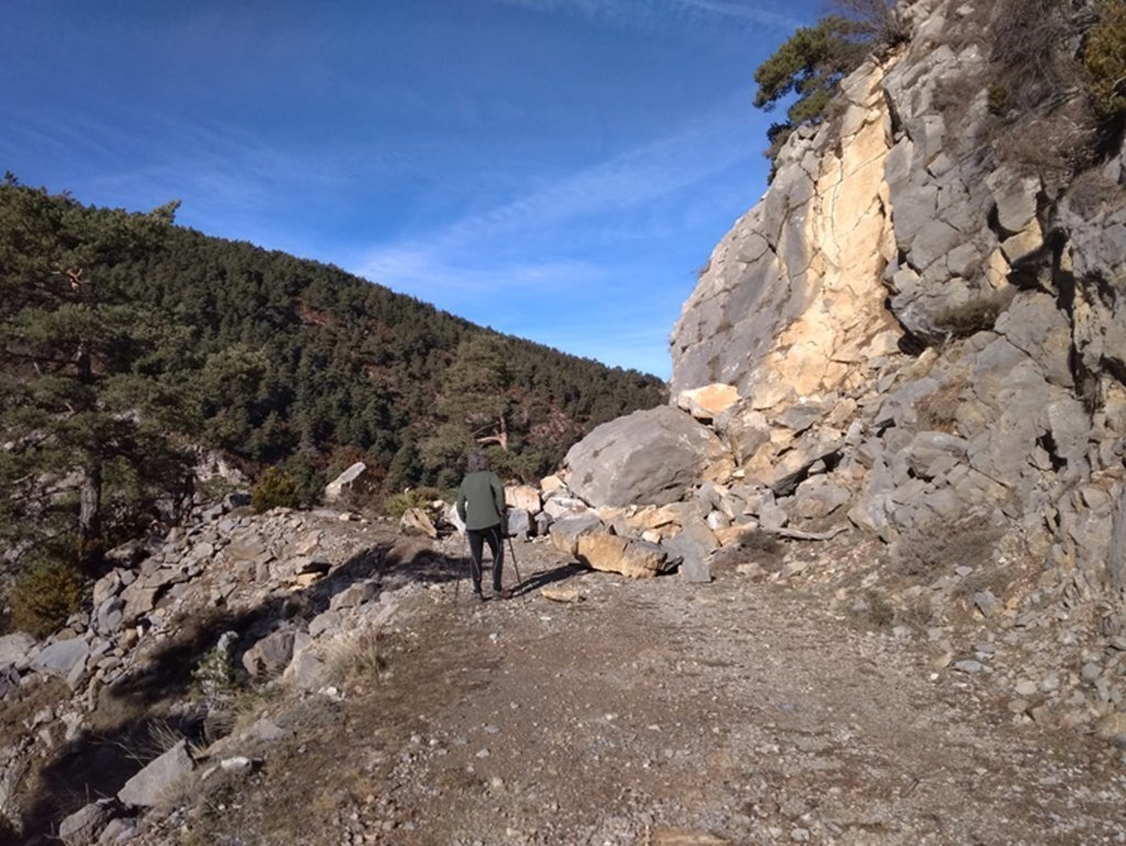 Imatge d'arxiu de l'esllavissada que va caure a la pista forestal del municipi de Soriguera el desembre del 2019. (horitzontal)