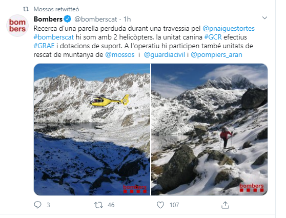 Bombers recerca parella Aigüestortes