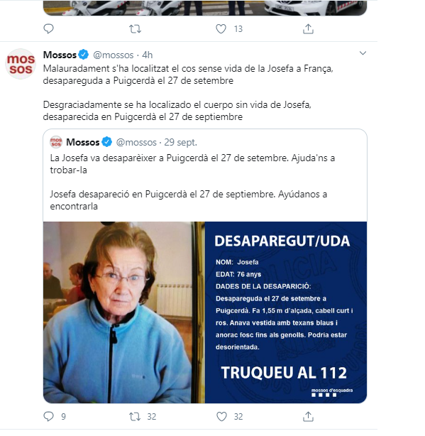 Mossos dona desapareguda Puigcerdà bis