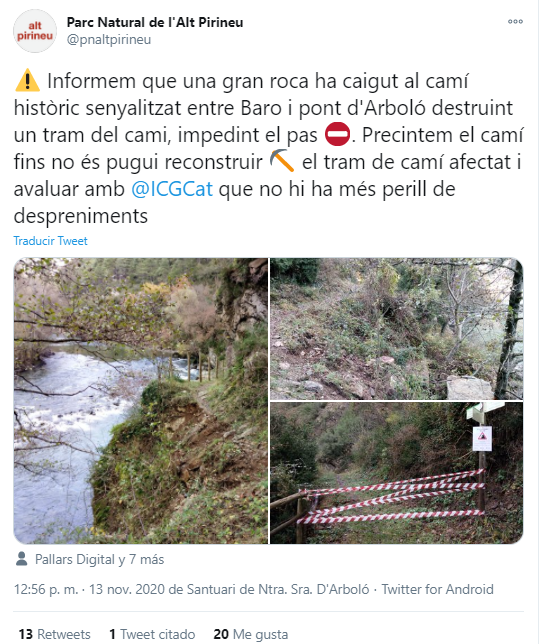 Camí de Baro al Pont d'Arboló