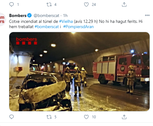 Bombers Túnel de Vielha tallat