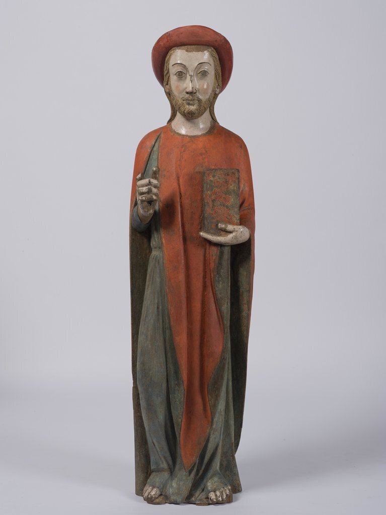 Imatge de l'escultura de Sant Jaume d'Arties, un cop restaurada, el 18 de gener del 2021. (Vertical)