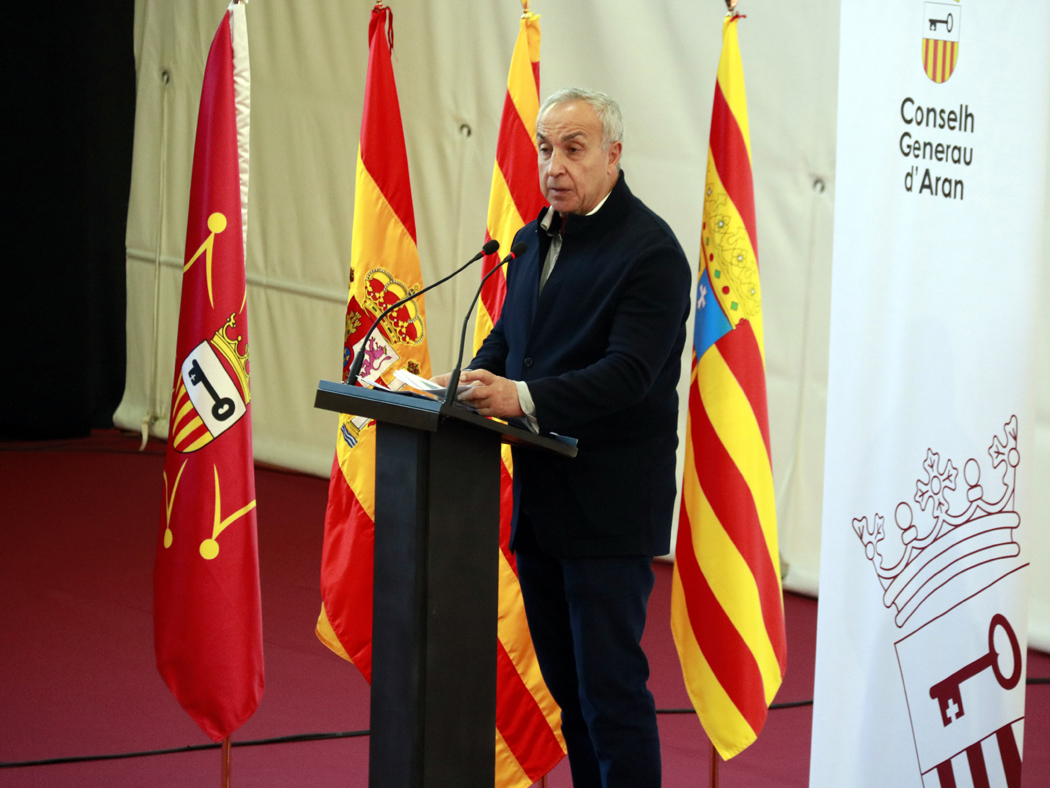 Pla obert del president del Comit√® Ol√≠mpic Espanyol, Alejandro Blanco, durant la confer√®ncia a favor dels Jocs d'Hivern 2030 que s'ha fet al Palau d'Esports de Vielha, el 13 de novembre de 2021. (Horitzontal)