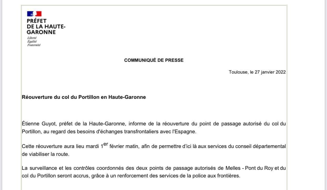 Comunicat overtura pas Eth Porthillon