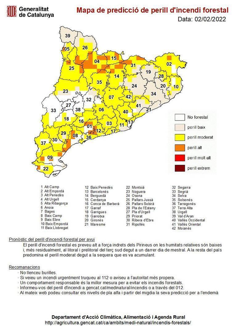 Perill incendis forestals mapa predicció